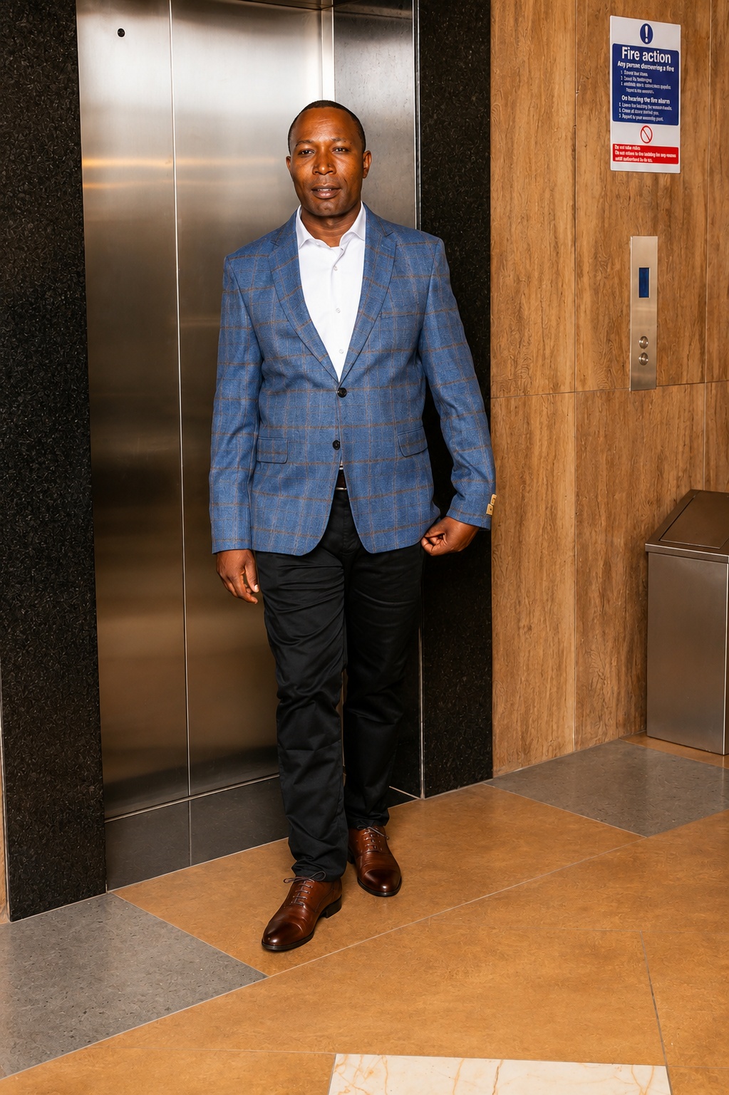 Men Blue Checked Blazer