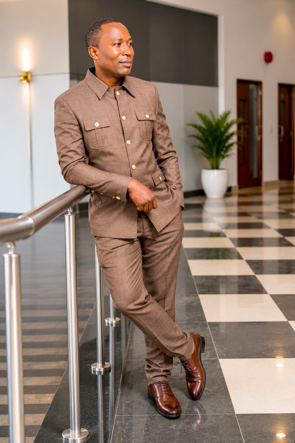 Men's Coffee Brown Kaunda Suit