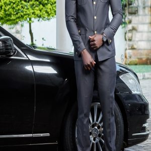 Men Dark Gray Kaunda Suit