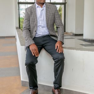 Men's Checked Blazer-Grey