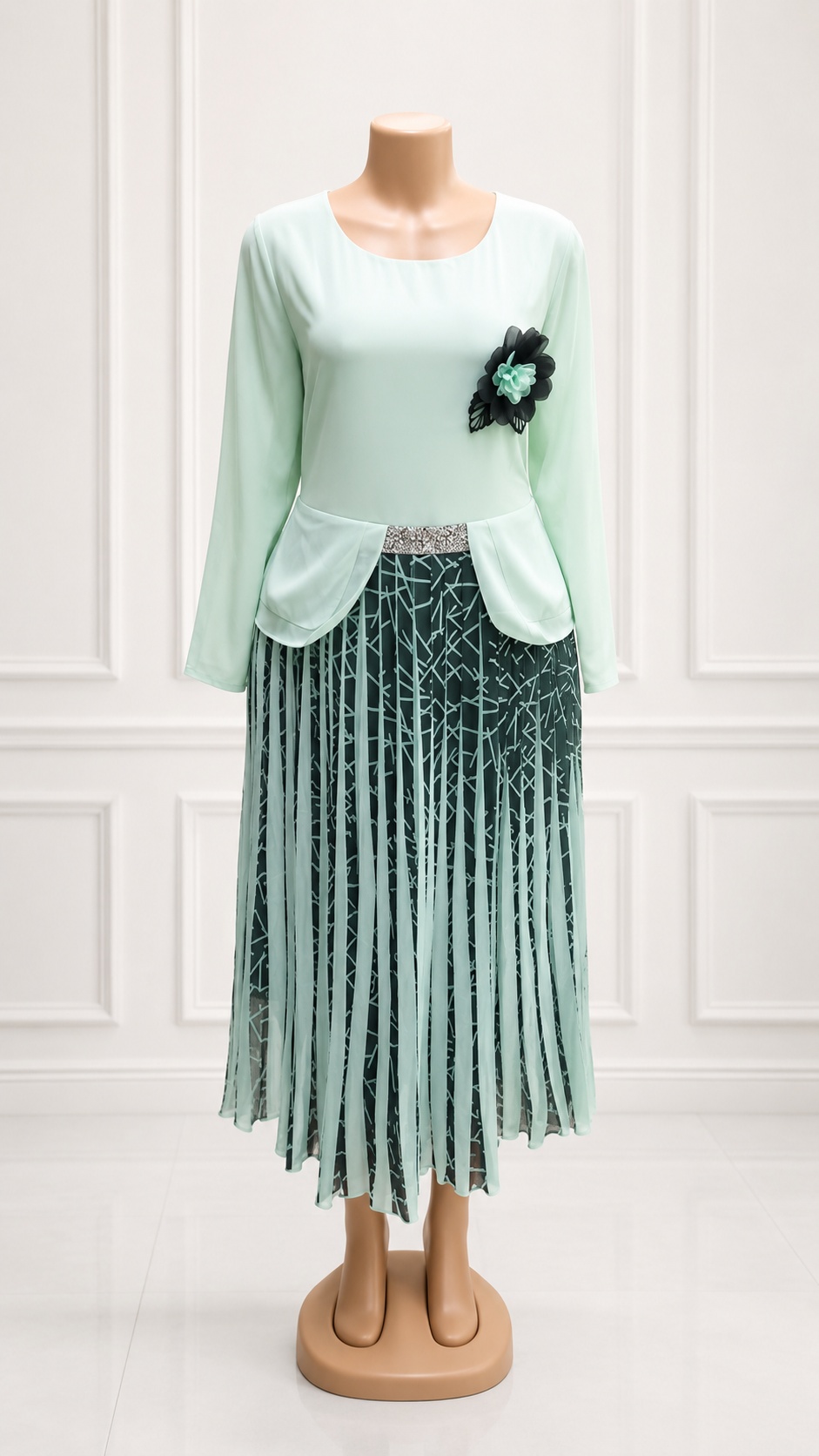 Pleated Dress – Mint Green